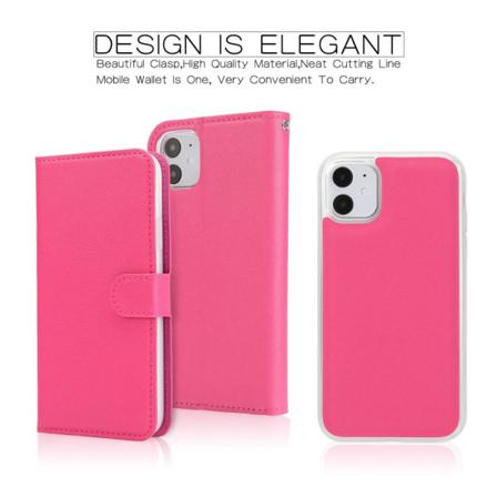 Iphone 11 - 2in1 Litchi Textur Magnet Fodral - Rosa Pink Rosa