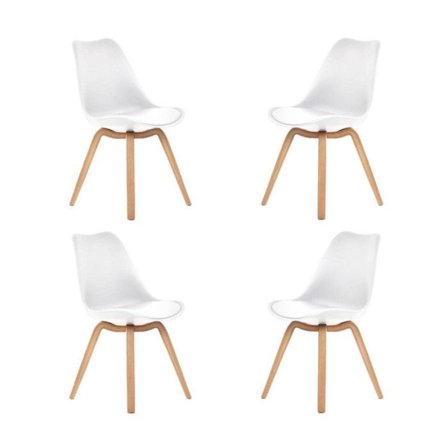 Set med 4 skandinaviska stolar "Emy" - Vit - L 45 x P 58 x H 82 cm