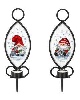 Stickereien Katzenfreund für Teelichthalter 2-er Pack