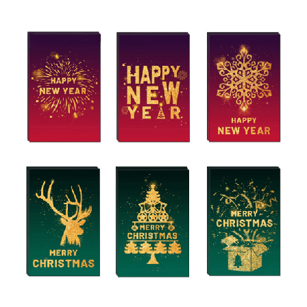 Flerfärgade 24-pack Julhälsningskort med kuvertklistermärken Set 6 Olika Design Glad Nyår Hälsningskort Semester Thanksgiving Hälsa