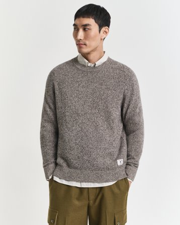 GANT Herren Mouliné Rundhalspullover aus Wollmix (4XL)