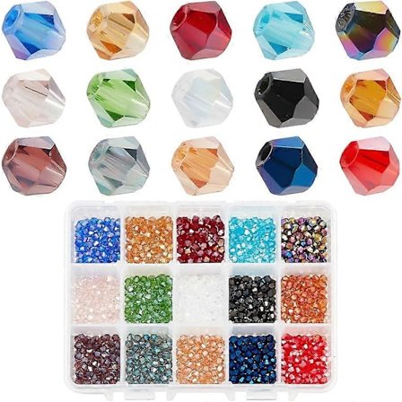 1500 st 4mm Facetterade Bicone Rondelle Glaspärlor Briolette Kristall Tjeckiska Distanspärlor 15 AB Färger