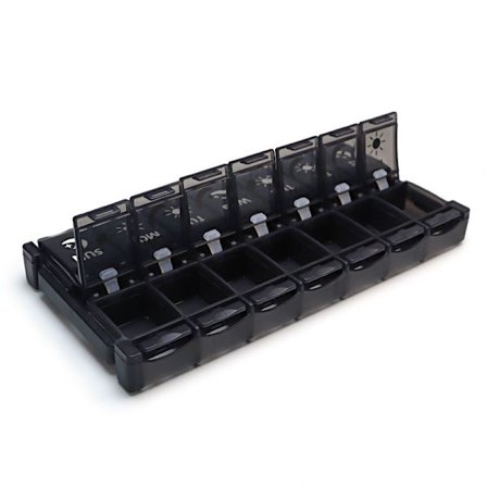 En sort, ca. 232*112*29mm ugentlig fransk morgen aften stor medicin pilleæske 7 dage 2 rum ugentlig pilleæske 2 gange om dagen