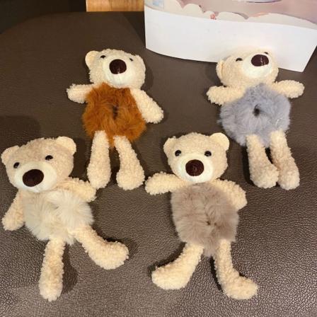 4 stk søte bjørne hårbånd plysj hår scrunchies sett, plysj bjørn ha