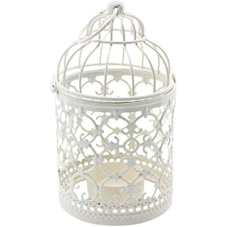 Hængende Fuglebur Lanterne i Hvid Metal Vintage Bryllup Fest Dekorative Midtpunkter Festival Lys