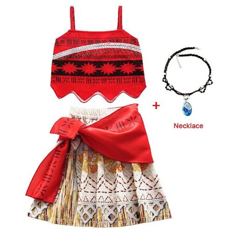 Ocean's Edge Pet Piggy Chick Girl cosplay prinsessklänning Moana Dresses and necklaces 100cm