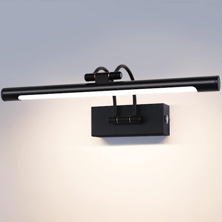 Badrumsvägglampa Över Spegel Lampa 40cm 9W, Dimbar 3 Färgtemperaturer, Böjd Arm Spegelbelysning Svart