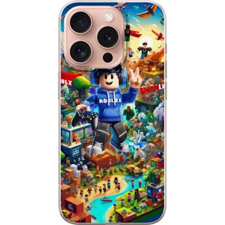Yhteensopiva Puhelinkuori Apple Apple iPhone 16 Pro Suuri yksityiskohtainen Roblox-maailma täynnä hahmoja, seikkailuja ja värikkäitä ympäristöj