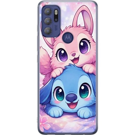 Kompatibel Mobilcover til Motorola Motorola Moto G60S Sød kawaii illustration med pink og blå fantasidyr, store øjne og bløde farver perfekt til b