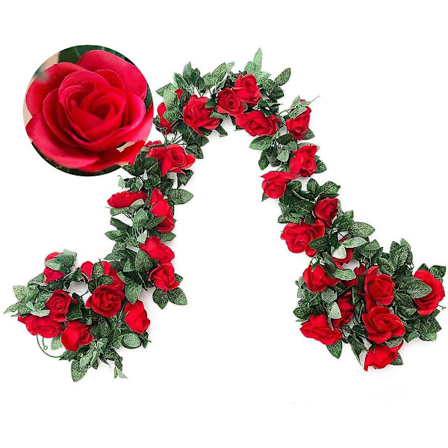 2 kappaletta tekokukkaköynnöskasveja, 7,5 jalkaa ruusunpunainen keinotekoinen kukka roikkuvat ruusuköynnökset kotiin hotelliin