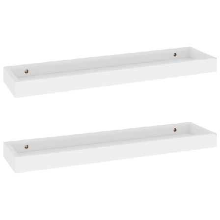 Vidaxl Vägghyllor Med Kant 2 St Vit 60x15x4 Cm Mdf Vit