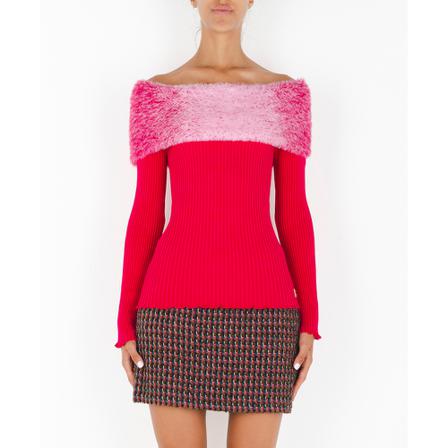 Blugirl Sweater With Faux Fur Details Pink, Dame