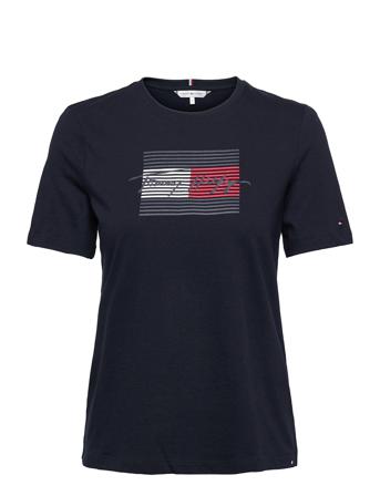 Regular Flag C-Nk Tee Ss Patterned Tommy Hilfiger