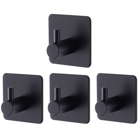 4 stk selvklebende veggkroker i svart, selvklebende veggkroker for bad og kjøkken, selvklebende veggkroker i rustfritt stål uten boring
