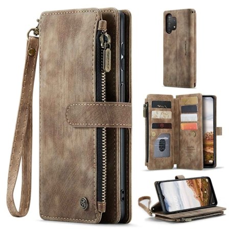CaseMe vetoketjullinen lompakko-puhelinkotelo Samsung Galaxy A13 5G - Ruskea