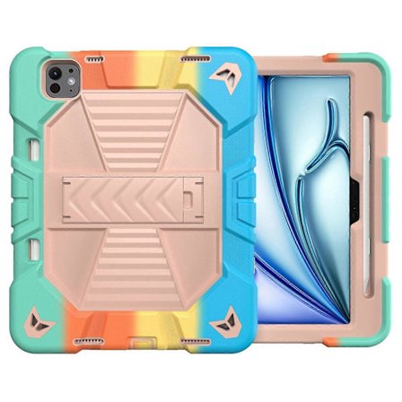 iPad Pro 11 (2024) -tabletin suojakotelo jalustalla, PC+silikoni, iskunkestävä suojakuori - Sateenkaari