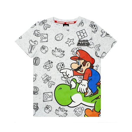 Super Mario Boys Yoshi Marl T-shirt 3-4 år Grå