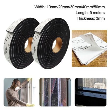 5M självhäftande svart EVA-tejp dörrtätning