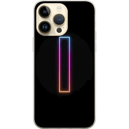 Kompatibel Mobilcover til Apple Apple iPhone 14 Pro Max Minimalistisk neonbogstav I i regnbuefarver mod mørk baggrund