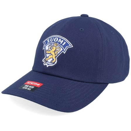 CCM - Blau unconstructed Cap - Flag Cap Team Finland Ad Navy Dad Cap / Unconstructed @ Hatstore