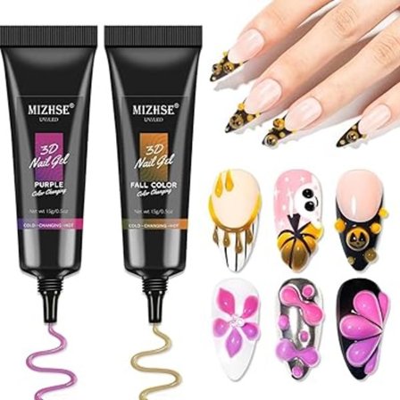 3D Sculpture Nail Gel - Color Changing Glue Nail Art Sculpting Gel, 5D Embossed Candy Gel