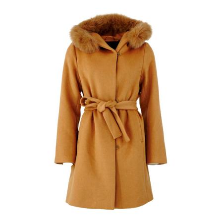 Levinsky Fella, 90 cm. - Hood - Wool - Women - Camel Brun, Dame Parka
