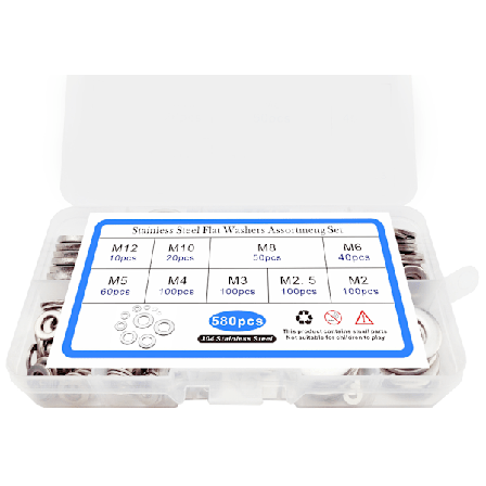 580 st 304 rostfritt stål platta bricka set olika storlekar rostfritt stål brickor