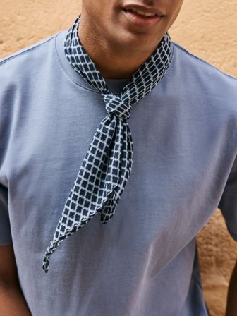 John Henric Men's Blauwe Bandana Geometrisch Katoen Size Onesize
