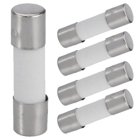 5 stk. 5x20mm 6.3a Træg keramisk sikring T6.3a 250v