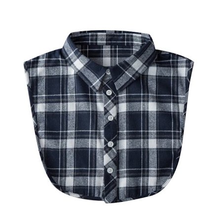 Falsk krage for kvinner, avtakbare krager med marineblått rutemønster, halv falsk skjorteblusekrage, nedknappet flanellstil Dickey-krage for Sw