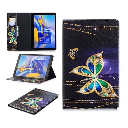 Samsung Galaxy Tab A 10.5 mönstrat flipfodral i läder - Gyllene Fjärilar