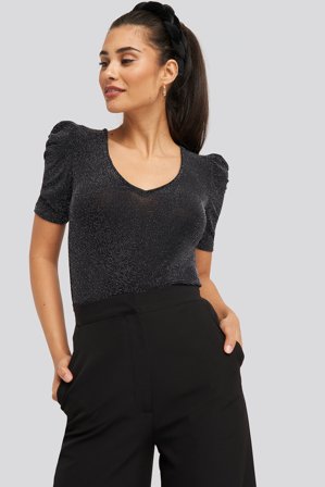MANGO Frunci Tee - - Noir - Small