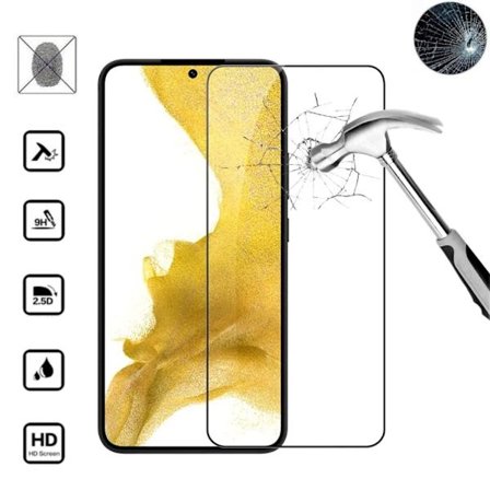 Samsung S22 skærmbeskytter 9H passer til cover, etui, høretelefoner - VÆLG: