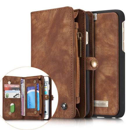 Caseme Iphone 6s 6 Retro Split Läder Plånboksfodral - Coffee Brun