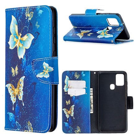 Wonderland Samsung Galaxy A21s flip kuoret - Kulta Perhosia