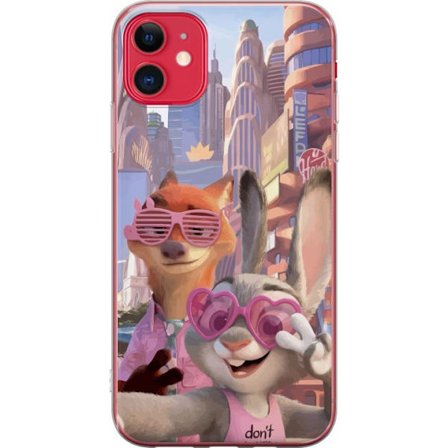 Kompatibel Mobilcover til Apple Apple iPhone 11 Animalske figurer i solrig bymiljø med rosa solbriller og en positiv besked i en farverig feel-good s