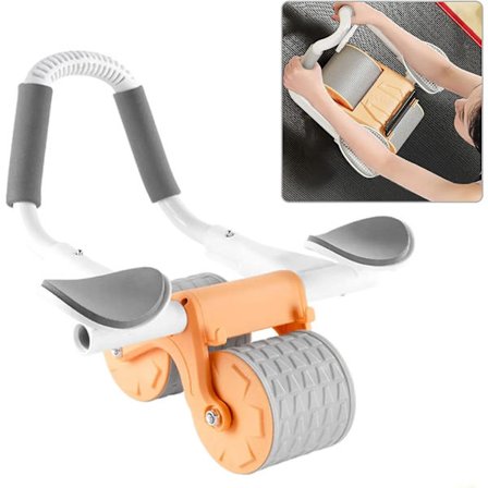 Armbågsstöd Automatisk Rebound Maghjul Dubbelt handstöd AB Wheel Roller för Fitness Magträning