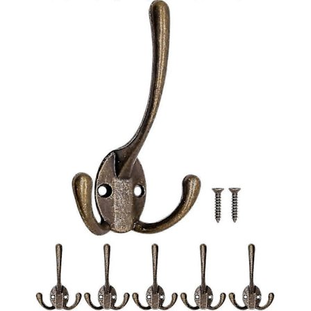 Zk-antik Vaatekoukut, Pyyhekoukut, Takin Koukut, Hatun Koukut, Messinkipronssi Design Seinäkoukut, Vintage Maalaistalo Vintage, 5 kpl:n setti