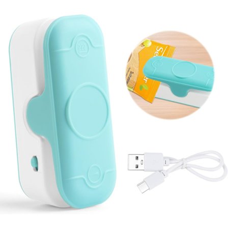 Mini forsegler Mini plastpose Bærbar forsegler Håndholdt vakuumforsegler og kutter USB varmeforsegler Varmeforsegler for brød og snack plastposer