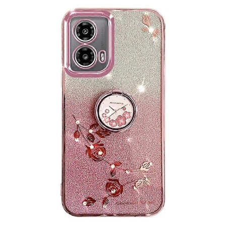 Deksel til Motorola Moto G24 5G / Moto G24 4G - Gradient Rhinestone Blomst TPU Telefon Shell med Støtte