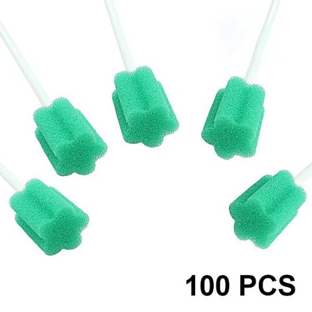 100 st Oral Swabs Engångssvampsstavar för Munvård Rengöring Grön