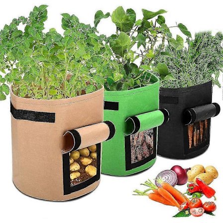 Glad*Nytt i butikken! Potetdyrkingssekker, 3-pakning 7 gallon potetdyrkingsposer Kompatible med grønnsaksdyrking,,