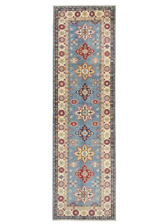 Kazak Fine Handknuten 86X289 Hallmatta Brun/Mörkgrå Afghanistan