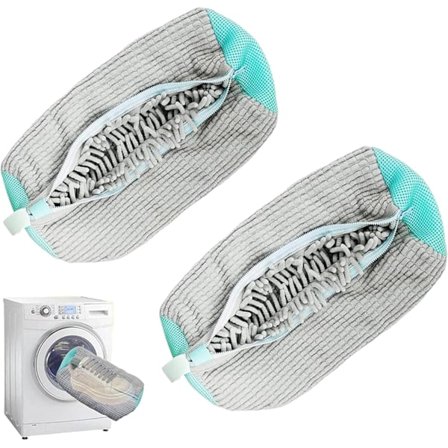 (Grå 2 stk.) Skovaskepose til vaskemaskine, genanvendelig og holdbar dybderensende skopose til alle sko og størrelser, vasketøjs skopose til 