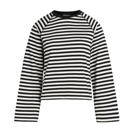 Mads Nørgaard, Round-neck Knitwear Zwart, Dames, Maat:2XL,Katoen,streep