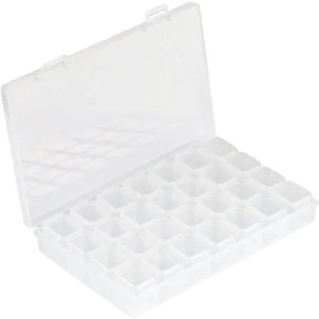 28 Fack Plast Sorteringslåda Transparent Låda Plastlåda för Förvaring av Pärlor Nagelkonst Strass Nageltillbehör Tabletter