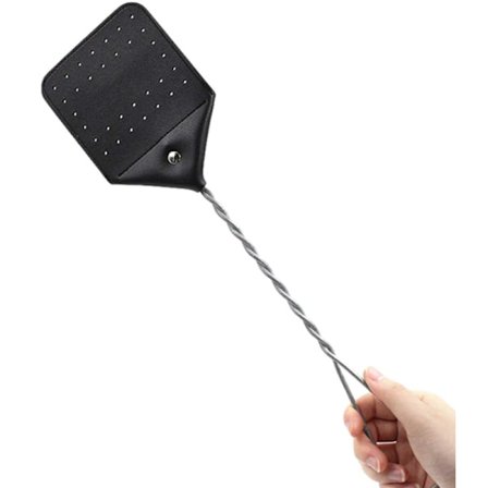 2 stk. robust læder fluesmækker - Heavy Duty fluesmækker med holdbart metalhåndtag, 17,5” rustik insektsmækker til fluer, bier og mere (chokolade)