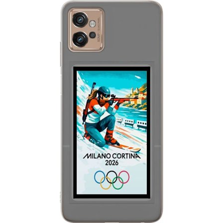 Kompatibelt Mobildeksel til Motorola Moto G32 Retroplakat Cortina Milano 2026 med fjell, vintersportsutøvere, italienske trikolor, Milano-katedralen o