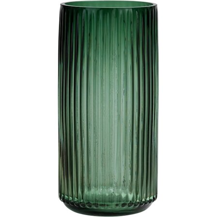 Blomstervase 9,7 tommer Grøn Tyk Håndblæst Glasvase Rund Vintage Stribet Flaske til Bogreol, Spisebord, Indendørs Kontorbord, Mødelokale