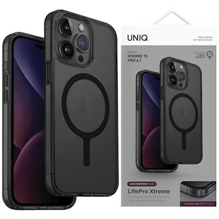 UNIQ LifePro Xtreme iPhone 15 Pro Max 6.7 deksel Magclick Last ned grå/frost røyk
